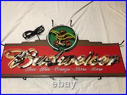 Large Vintage Budweiser Neon Sign King of Beers NOT WORKING With a Small Crack