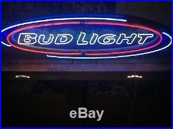 Large rare Bud Light Oval surfboard Neon Sign bar beer light mancave summertime