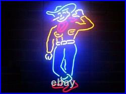 Las Vegas Cowboy Neon Light Sign Lamp 17x14 Beer Bar Glass Decor Artwork