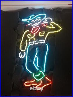 Las Vegas Cowboy VIC 17x14 Neon Lamp Light Sign Bar Beer Handmade Tube