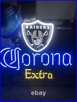 Las Vegas Raiders Corona Extra 20x16 Neon Lamp Light Sign Bar Beer Gift Decor