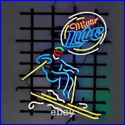 Lite Skiing Neon Sign Light Lamp Bar Pub Man Cave Store Wall Decor 24x20