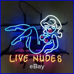 Live Nudes Girl Adult Strip Club Party Neon Light Sign 20x16 Glass Bar Beer