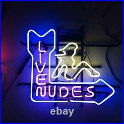 Live Nudes Girl Pole Dance Neon Light Sign Lamp 17x14 Beer Bar Gift Real Glass