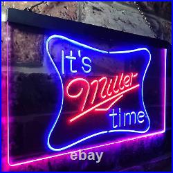Man Cave It'S Millers Times Led Neon Sign Light Beer Bar Decor Blue + Red W16Xh1