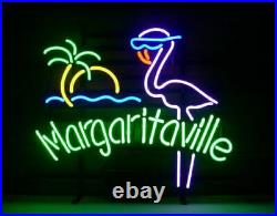 Margaritaville Pink Flamingo Neon Light Sign 17x14 Lamp Beer Bar Glass Decor