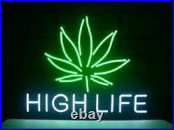 Marijuana Hemp Leaf High Life Weeds Neon Light Sign 17x14 Lamp Beer Bar Pub