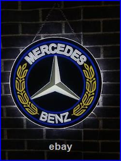 Mercedes Benz Car Auto 3D LED 16x16 Neon Sign Light Lamp Beer Bar Wall Decor