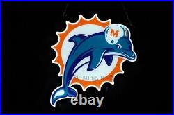 Miami Dolphins 2D LED 17 Neon Sign Lamp Light Hanging Nightlight Decor Beer EY