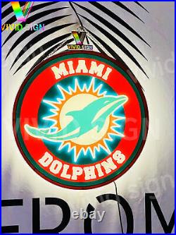 Miami Dolphins LED 3D 16x16 Neon Sign Light Lamp Beer Bar Wall Decor