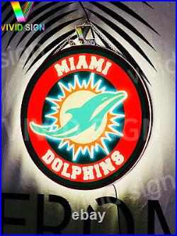 Miami Dolphins LED 3D 16x16 Neon Sign Light Lamp Beer Bar Wall Decor