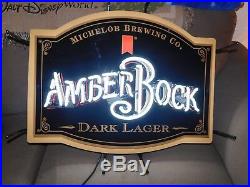 Michelob Amber Bock Beer Neon Light Up Sign Anheuser Busch Dark Lager Very Rare
