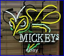 Mickey's Bee Beer 17x14 Neon Sign Lamp Light Bar Club Garage Party Room Glass