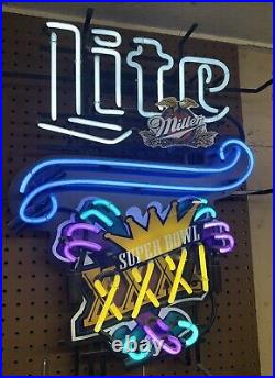 Miller Lite Beer Neon Sign ORIGINAL GREEN BAY PACKERS Super Bowl XXXI
