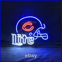 Miller Lite Helmet Bears Sports Neon Light Sign Cave Beer Lamp Wall Visual 17