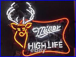 Miller Lite High Life deer Beer Lager Handmade Neon Light Sign 19x15