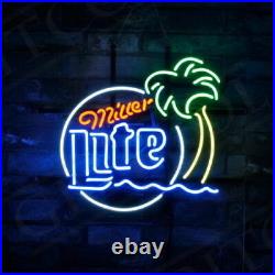 Miller Lite Palm Tree Neon Light Sign 20x16 Beer Bar Man Cave Artwork Glass