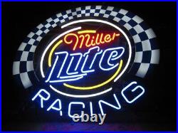 Miller Lite Racing Beer Neon Light Sign Lamp Bar Wall Decor 24x20