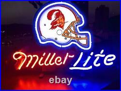 Miller Lite Tampa Bay Buccaneers Helmet 20x16 Neon Sign Light Bar Lamp Beer
