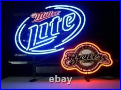 Milwaukee Brewers Beer Lager 20x16 Neon Light Sign Lamp Bar Club Wall Decor