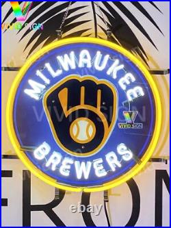 Milwaukee Brewers Man Cave 17x17 Neon Sign Lamp Light With HD Vivid Printing