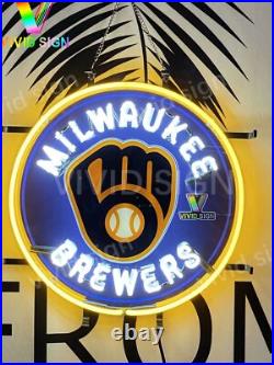Milwaukee Brewers Man Cave 17x17 Neon Sign Lamp Light With HD Vivid Printing