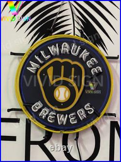 Milwaukee Brewers Man Cave 17x17 Neon Sign Lamp Light With HD Vivid Printing