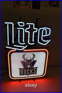 Milwaukee Bucks American Lager Beer 19x15 Neon Light Sign Lamp Bar Wall Decor