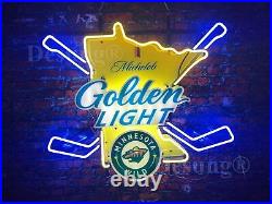 Minnesota Wild Michelob Golden Beer 24x20 Neon Light Sign Lamp Vivid Printing