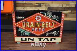 Minty Grain Belt Porcelain Beer Neon Bar 1940's Sign Breweriana CLEAN Will Ship