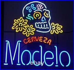 Modelo Beer Skull Neon Sign Dia De Los Muertos Day of the Dead Bar Light