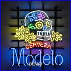 Modelo Especial Sugar Skull Cerveza Glass Neon Light Sign Beer Bar Decor 24x20