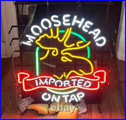 Moosehead Imported On Tap Beer 20x16 Neon Light Sign Lamp Bar Real Glass Art