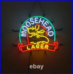 Moosehead Lager Deer Head Beer 17x14 Neon Light Sign Lamp Bar Open Wall Decor