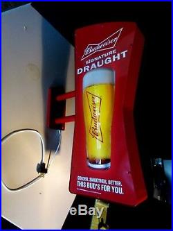 NEW Bud Pub Budweiser Side Mount Man Cave Pub Opti Neo Led Beer Bar Light Sign