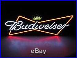 NEW Budweiser with Crown Bowtie Led Opti Neo Neon Beer Bar Sign Light Man Cave Pub