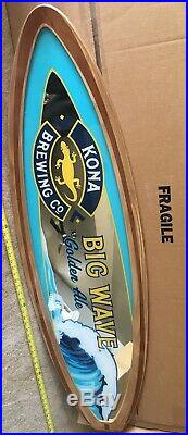NEW Kona Brewing Big Wave Surfboard Mirror Beer Bar Sign Hawaii No Tap Neon