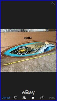 NEW Kona Brewing Big Wave Surfboard Mirror Beer Bar Sign Hawaii No Tap Neon