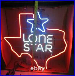 NOS BNIB authentic LONE STAR BEER Neon Sign / Bar Light with huge TEXAS vtg