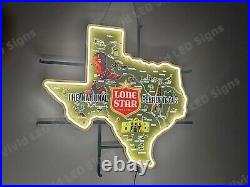 National Lone Star Beer Of Texas 24 Vivid LED Neon Sign Light Lamp With Dimmer