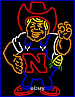 Nebraska Herbie 24x20 Neon Sign Lamp Real Glass Gift Show Beer Bar Wall