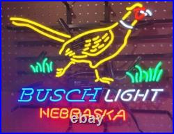 Nebraska Pheasant Hunters Beer Lager Neon Sign 20x16 Lamp Light Bar Open Glass