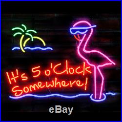Neon Light It's 5 O'clock Flamingo Beer Bar Pub Party Decor Signs Somewhere Pink