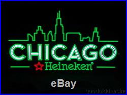 Neon Style CHICAGO Skyline Heineken BEER Sign LED Light-Up SIGN 31 x 18