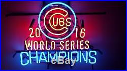 New 2016 Chicago Cubs World Series Champions MLB BEER BAR Neon Sign 24x20