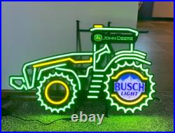 New 31 John Deere Farm Tractor Busch Light Beer LED Neon Lamp Sign With Dimmer
