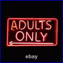 New Adults Only Left Arrow Neon Sign 20x16 Light Beer Cave Gift Lamp Glass
