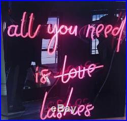 New All You Need Is Love Lashes Real Glass Neon Sign 20x16 Beer Lamp Light