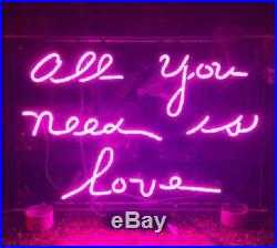 New All You Need Is Love Purple Decor Beer Pub Acrylic Neon Light Sign 20 Glass