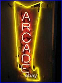 New Arcade Arrow Neon Light Sign 20x16 Beer Cave Gift Lamp Decor Glass